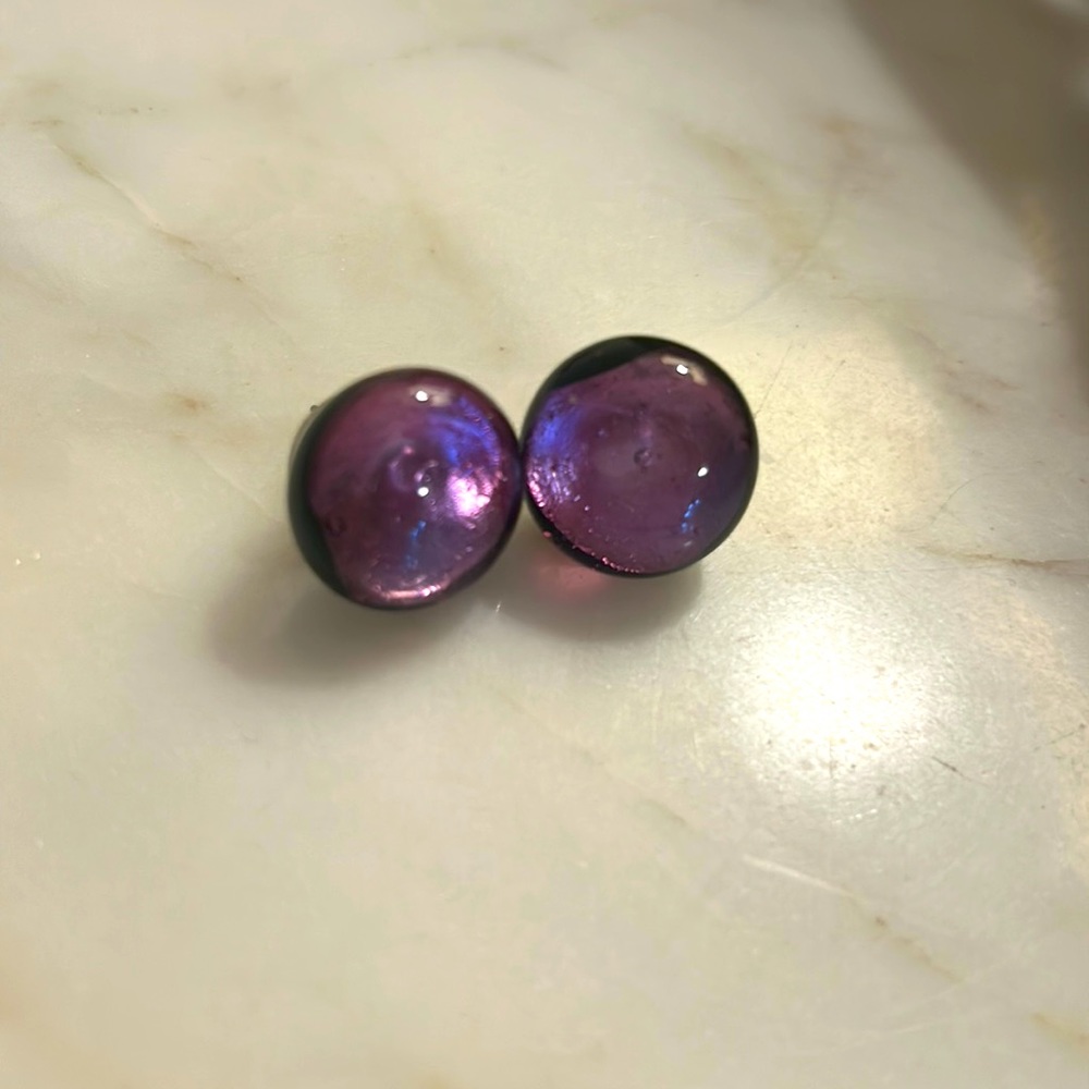 Glass Dichromatic Purple Earring Studs